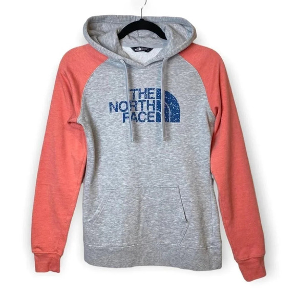 The North Face  Grey & Salmon Pink Half Dome Pullover Hoodie - Picture 2 of 7